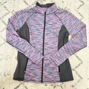 Ideology Space Dye Zip Athletic Jacket Women’s Size L Pink Purple Workout